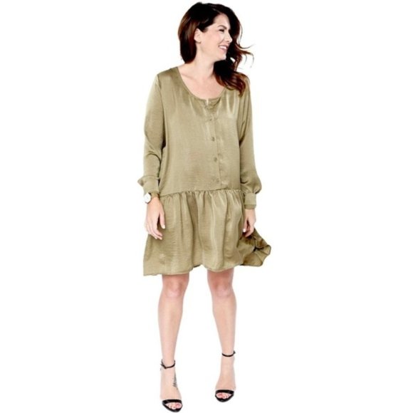 Jillian Harris Dresses & Skirts - Jillian Harris Olive Drop It Low Peplum Shift Dress